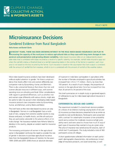 Microinsurance decisions: Gendered evidence from rural Bangladesh