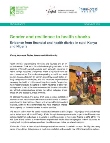 Gender and resilience to health shocks: Evidence from financial and health diaries in rural Kenya and Nigeria