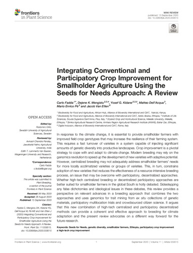 Integrating conventional and participatory crop improvement for smallholder agriculture using the seeds for needs approach: A review