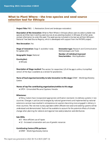 What to Plant Where - the tree species and seed source selection tool for Ethiopia