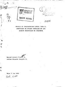 Modelo de programación lineal para el prototipo de unidad familiar en los Llanos Orientales de Colombia