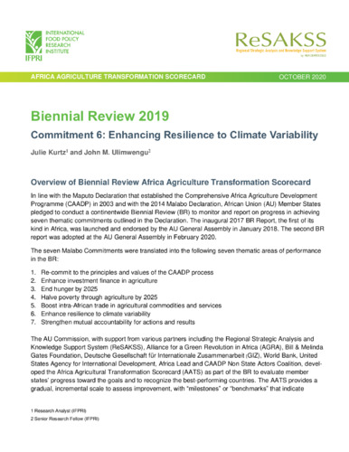 Biennial review 2019: Commitment 6: Enhancing resilience to climate variability