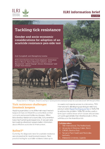 Tackling tick resistance: Gender and socio-economic considerations for adoption of an acaricide resistance pen-side test