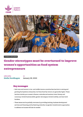 Gender stereotypes must be overturned to improve women's opportunities as food system entrepreneurs