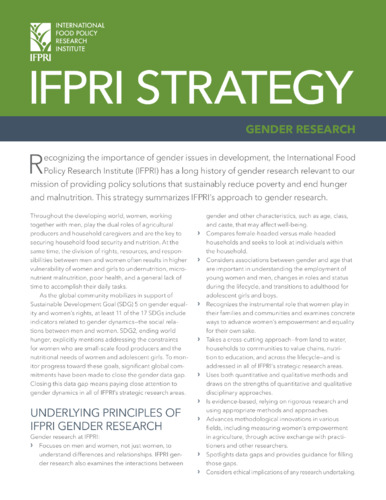 IFPRI strategy: Gender research