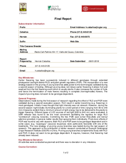 2018 Technical Report - Next Generation: Cassava Breeding Project