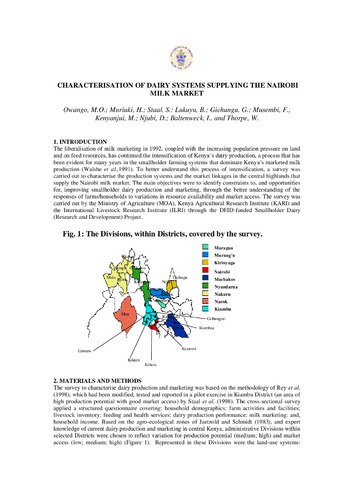Characterisation of dairy systems supplying the Nairobi milk market