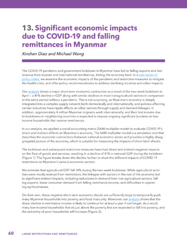 Significant economic impacts due to COVID-19 and falling remittances in Myanmar