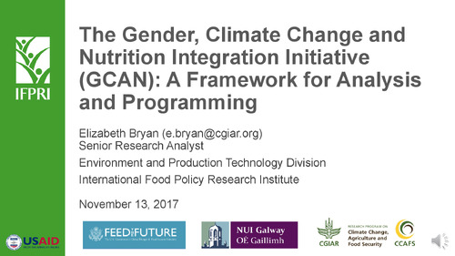 The Gender, Climate Change and Nutrition Integration Initiative (GCAN): A Framework for Analysis and Programming