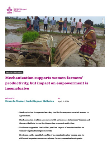 Mechanization supports women farmers’ productivity, but impact on empowerment is inclusive