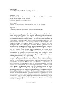 Human rights approaches to governing fisheries (Editorial)