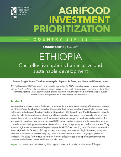 Ethiopia: Cost effective options for inclusive and sustainable development