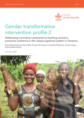 Gender transformative intervention profile 2: Addressing normative constraints to building women’s economic resilience in the cassava agrifood system in Tanzania