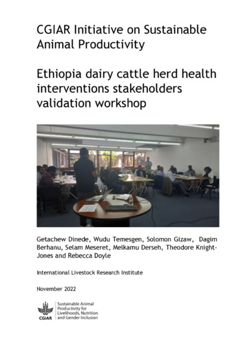 Sustainable Animal Productivity for Livelihoods, Nutrition and Gender inclusion (SAPLING): Ethiopia dairy cattle herd health interventions stakeholders validation workshop