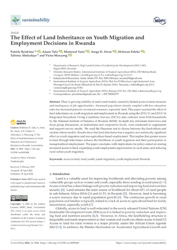 The effect of land inheritance on youth migration and employment decisions in Rwanda