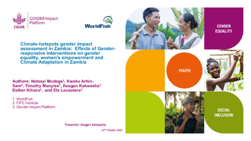 Climate-hotspots gender impact assessment in Zambia: Effects of Gender-responsive interventions on gender equality, women's empowerment and Climate Adaptation in Zambia