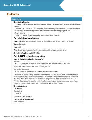 Gender-sensitive agricultural mechanization policy and programs in Nepal