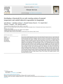 Developing a framework for an early warning system of seasonal temperature and rainfall tailored to aquaculture in Bangladesh