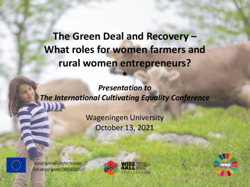 WE4.3: The Green Deal and Recovery - What roles for women farmers and rural women entrepreneurs?
