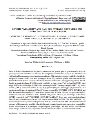 Genetic variability and gain for storage root yield and yield components in yam beans