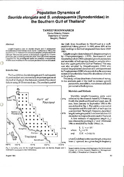 Population dynamics of Saurida elongata and S. undosquamis (Synodontidae) in the southern Gulf of Thailand