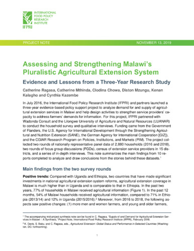 Assessing and strengthening Malawi’s pluralistic agricultural extension system: Evidence and lessons from a three-year research study