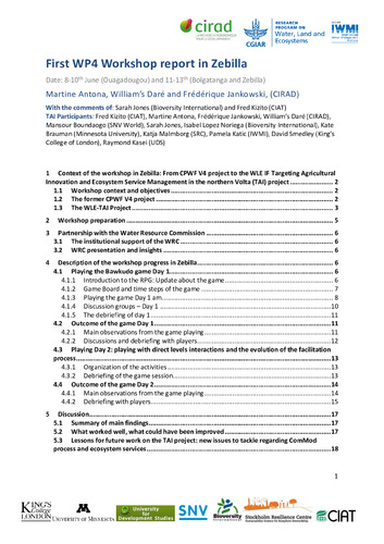 First WP4 Workshop report in Zebilla