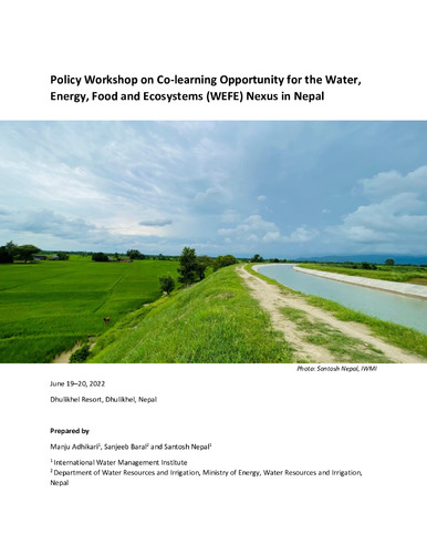 Policy Workshop on Co-learning Opportunity for the Water, Energy, Food and Ecosystems (WEFE) Nexus in Nepal