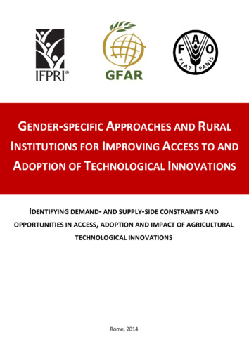 Gender-specific approaches, rural institutions and technological innovations