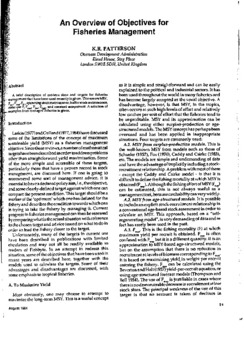 An overview of objectives for fisheries management