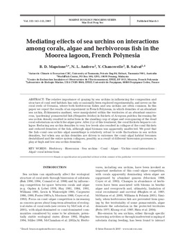 Mediating effects of sea urchins on interactions among coral, algae and herbivorous fish in the lagoon at Moorea, French Polynesia