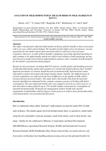 Analysis of milk-borne public health risks in milk markets in Kenya
