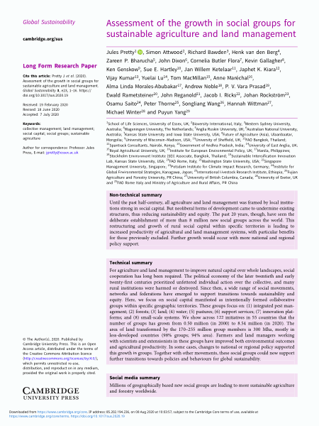 Assessment of the growth in social groups for sustainable agriculture and land management