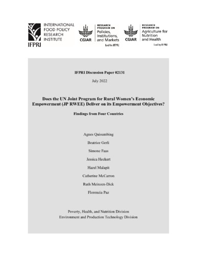 Does the UN Joint Program for Rural Women’s Economic Empowerment (JP RWEE) deliver on its empowerment objectives?