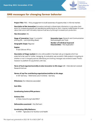 SMS messages for changing farmer behavior