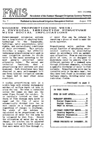 Wooden proportioning weirs: A physical irrigation structure with social implications