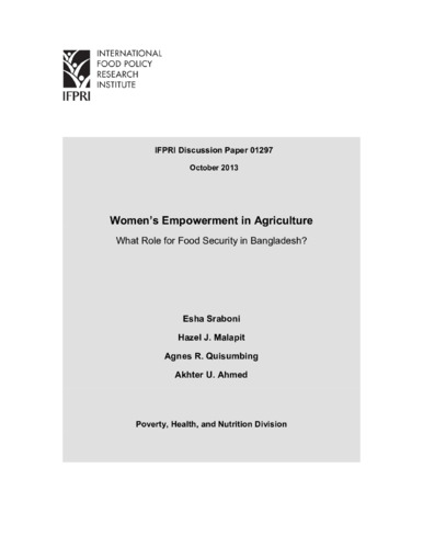 Women’s empowerment in agriculture: What role for food security in Bangladesh?