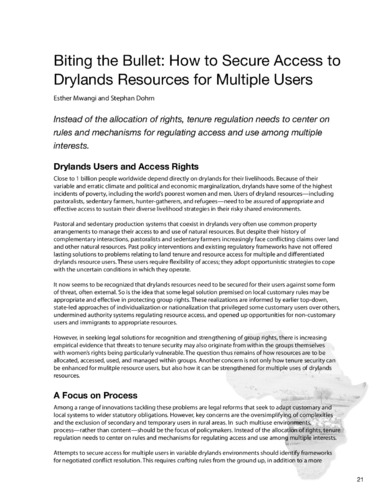 Biting the bullet: how to secure access to drylands resources for multiple users