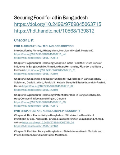 Securing food for all in Bangladesh