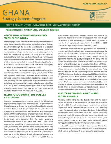 Can the private sector lead agricultural mechanization in Ghana?