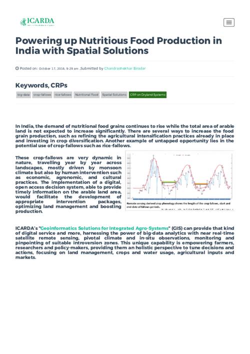 Powering up Nutritious Food Production in India with Spatial Solutions