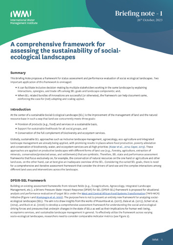 A comprehensive framework for assessing the sustainability of social-ecological landscapes
