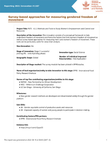 Survey-based approaches for measuring gendered freedom of movement