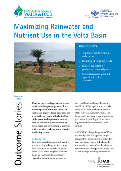 Maximizing Rainwater and Nutrient Use in the Volta Basin