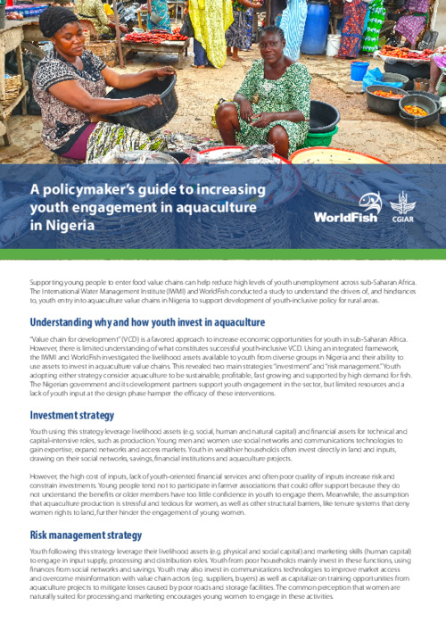 A policymaker’s guide to increasing youth engagement in aquaculture in Nigeria