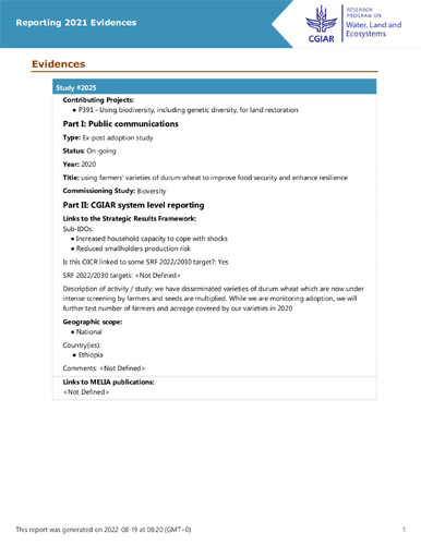 using farmers' varieties of durum wheat to improve food security and enhance resilience