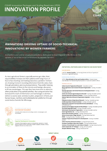 Animations driving uptake of socio-technical innovations by women farmers