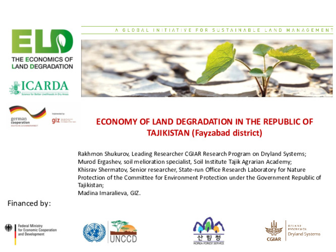 Economy of land degradation in the Republic of Tajikistan (Fayzabad district)