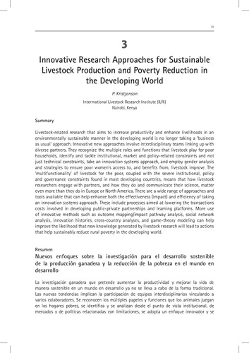 Innovative research approaches for sustainable livestock production and poverty reduction in the developing world