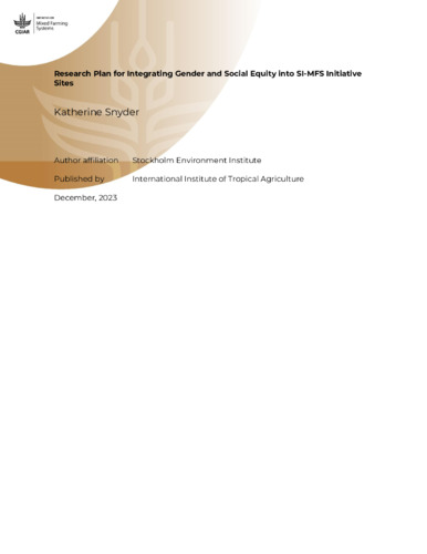 Research plan for integrating gender and social equity into SI-MFS initiative sites